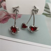 Sweet Cherry Alloy Plating Artificial Diamond Women's Drop Earrings 1 Pair main image 4