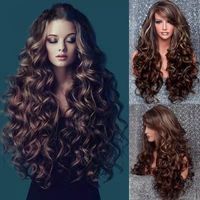 Women's Fashion Casual High Temperature Wire Side Fringe Long Curly Hair Wigs main image 4