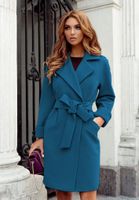 Women's Fashion Solid Color Tie Coat Woolen Coat main image 4