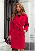 Women's Fashion Solid Color Tie Coat Woolen Coat main image 2