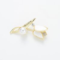 Elegant Flower Dragonfly Alloy Plating Artificial Pearls Zircon Women's Brooches main image 6