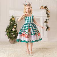 Christmas Fashion Cartoon Color Block Printing Cotton Blend Polyester Girls Dresses main image 5