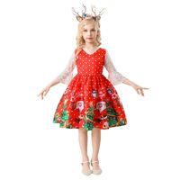 Christmas Fashion Cartoon Color Block Printing Cotton Blend Polyester Girls Dresses main image 4