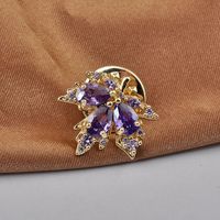Fashion Maple Leaf Copper Plating Inlay Pearl Zircon Women's Brooches sku image 3