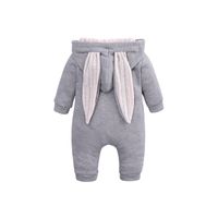 Fashion Bunny Ears Solid Color Cotton Baby Rompers main image 2