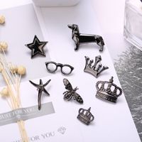 Retro Human Crown Alloy Inlay Artificial Gemstones Unisex Brooches main image 2