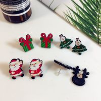 Cute Christmas Tree Santa Claus Gift Box Arylic Women's Ear Studs 1 Pair main image 5