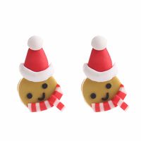 Fashion Santa Claus Snowman Snowflake Soft Clay Women's Ear Studs 1 Pair sku image 13