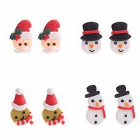 Fashion Santa Claus Snowman Snowflake Soft Clay Women's Ear Studs 1 Pair main image 1