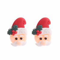 Fashion Santa Claus Snowman Snowflake Soft Clay Women's Ear Studs 1 Pair sku image 9