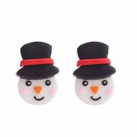 Fashion Santa Claus Snowman Snowflake Soft Clay Women's Ear Studs 1 Pair sku image 14