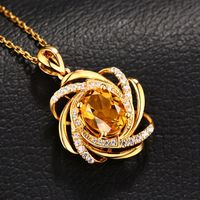 Glam Flower Alloy Plating Artificial Crystal Rhinestones Women's Pendant Necklace main image 5