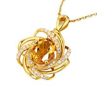 Glam Flower Alloy Plating Artificial Crystal Rhinestones Women's Pendant Necklace main image 4