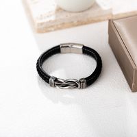 Fashion Solid Color Stainless Steel Pu Leather Polishing Bangle 1 Piece main image 3