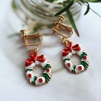 Fashion Christmas Tree Wreath Deer Alloy Plating Women's Drop Earrings Ear Clips 1 Pair sku image 8