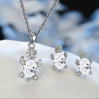 1 Set Simple Style Tortoise Alloy Plating Inlay Zircon Silver Plated Women's Jewelry Set sku image 1