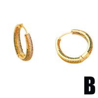 Fashion Geometric Copper Gold Plated Zircon Hoop Earrings 1 Pair main image 4
