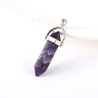 1 Piece Alloy Natural Stone Agate Hexagon Prism Polished Pendant sku image 33