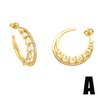 Fashion Geometric Copper Gold Plated Zircon Hoop Earrings 1 Pair sku image 2