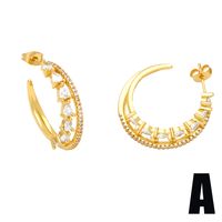 Mode Géométrique Le Cuivre Plaqué Or Zircon Boucles D'oreilles Cerceau 1 Paire sku image 2