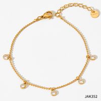 Simple Style Round Stainless Steel Plating Inlay Zircon Women's Anklet 1 Piece sku image 7