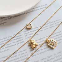 Fashion Letter Heart Shape Butterfly Titanium Steel Inlay Zircon Pendant Necklace main image 2