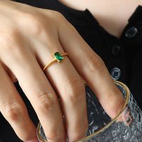 Fashion Geometric Titanium Steel Gold Plated Zircon Rings 1 Piece main image 4