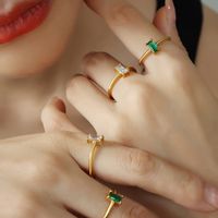 Fashion Geometric Titanium Steel Gold Plated Zircon Rings 1 Piece main image 3