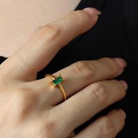 Fashion Geometric Titanium Steel Gold Plated Zircon Rings 1 Piece sku image 4