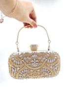 White Red Green Pu Leather Solid Color Rhinestone Square Clutch Evening Bag sku image 7