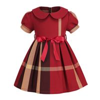 British Style Stripe Patchwork Cotton Girls Dresses sku image 1