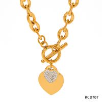 Fashion Heart Shape Stainless Steel Titanium Steel Plating Inlay Zircon Bracelets Earrings Necklace sku image 5