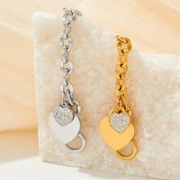 Fashion Heart Shape Stainless Steel Titanium Steel Plating Inlay Zircon Bracelets Earrings Necklace main image 5