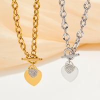 Fashion Heart Shape Stainless Steel Titanium Steel Plating Inlay Zircon Bracelets Earrings Necklace main image 4