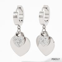 Fashion Heart Shape Stainless Steel Titanium Steel Plating Inlay Zircon Bracelets Earrings Necklace sku image 4