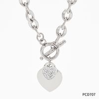 Fashion Heart Shape Stainless Steel Titanium Steel Plating Inlay Zircon Bracelets Earrings Necklace sku image 6