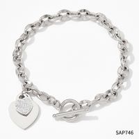 Fashion Heart Shape Stainless Steel Titanium Steel Plating Inlay Zircon Bracelets Earrings Necklace sku image 3