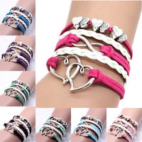 Mode Forme De Cœur Faux Cuir Alliage Placage Femmes Bracelets 1 Pièce main image 1