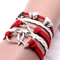 Fashion Heart Shape Pu Leather Alloy Plating Women's Bracelets 1 Piece sku image 1
