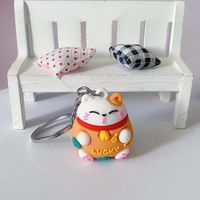 Cute Cat Silica Gel Women's Bag Pendant Keychain sku image 2