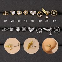 Fashion Heart Shape Stainless Steel Plating Zircon Nose Studs 1 Piece sku image 12