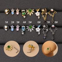 Fashion Flower Stainless Steel Plating Zircon Nose Studs 1 Piece sku image 8