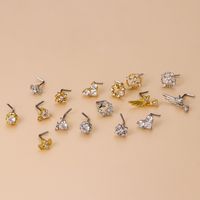 Fashion Heart Shape Stainless Steel Plating Zircon Nose Studs 1 Piece main image 2