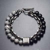 Bracelets Pour Hommes En Perles Géométriques En Métal De Mode main image 1