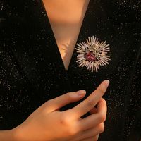 Luxuriös Blume Legierung Überzug Künstlicher Diamant Frau Broschen main image 2