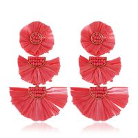 Ethnic Style Solid Color Flower Beaded Alloy Raffia Women's Drop Earrings 1 Pair sku image 5
