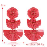 Ethnic Style Solid Color Flower Beaded Alloy Raffia Women's Drop Earrings 1 Pair main image 4