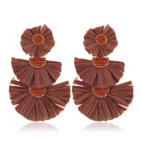 Ethnic Style Solid Color Flower Beaded Alloy Raffia Women's Drop Earrings 1 Pair sku image 6