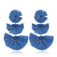 Ethnic Style Solid Color Flower Beaded Alloy Raffia Women's Drop Earrings 1 Pair sku image 4