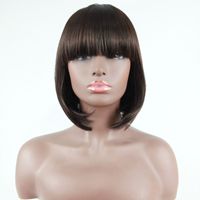Women's Fashion Party High Temperature Wire Qi Bangs Short Straight Hair Wigs sku image 1
